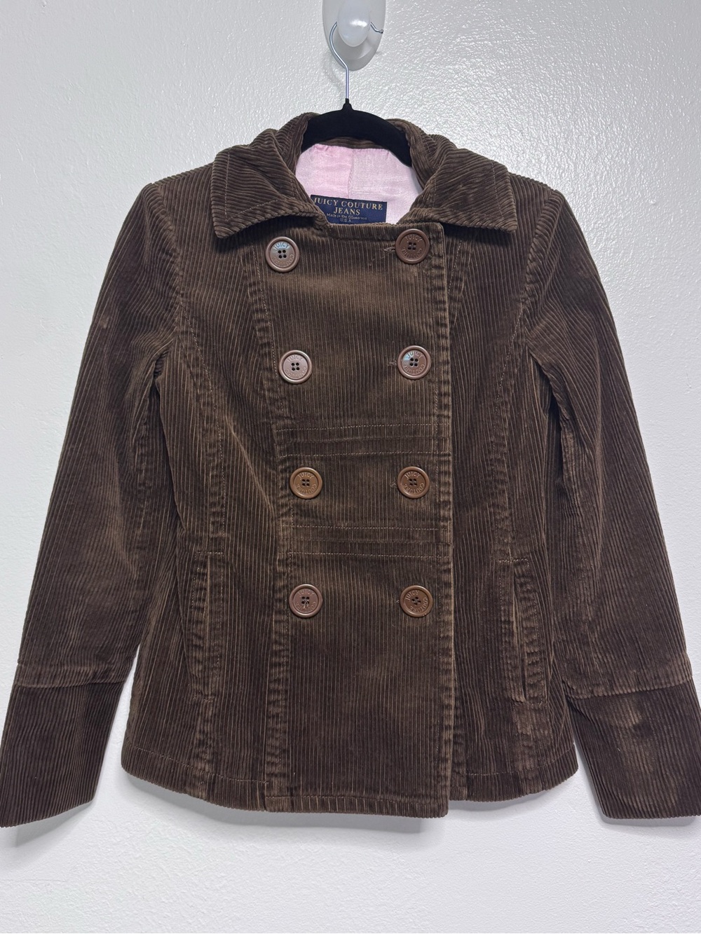 Vintage Juicy Couture Brown Corduroy Double-Breasted Jacket